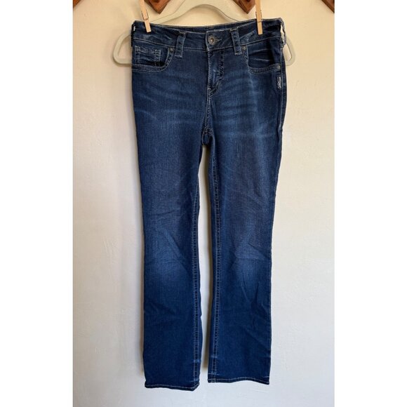 Silver Jeans Aiko Womens 27x31 Blue Denim Slim Boot Cut Boho Retro Festival Mod - Picture 1 of 13